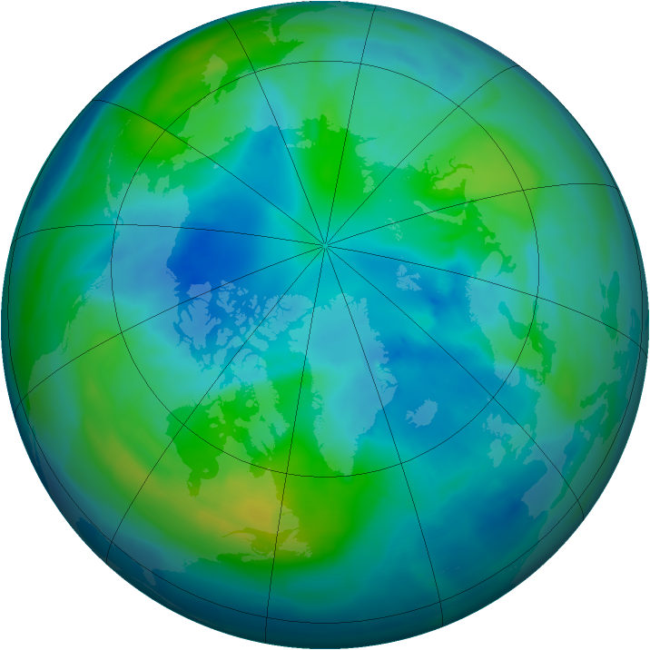 Arctic ozone map for 12 October 2009